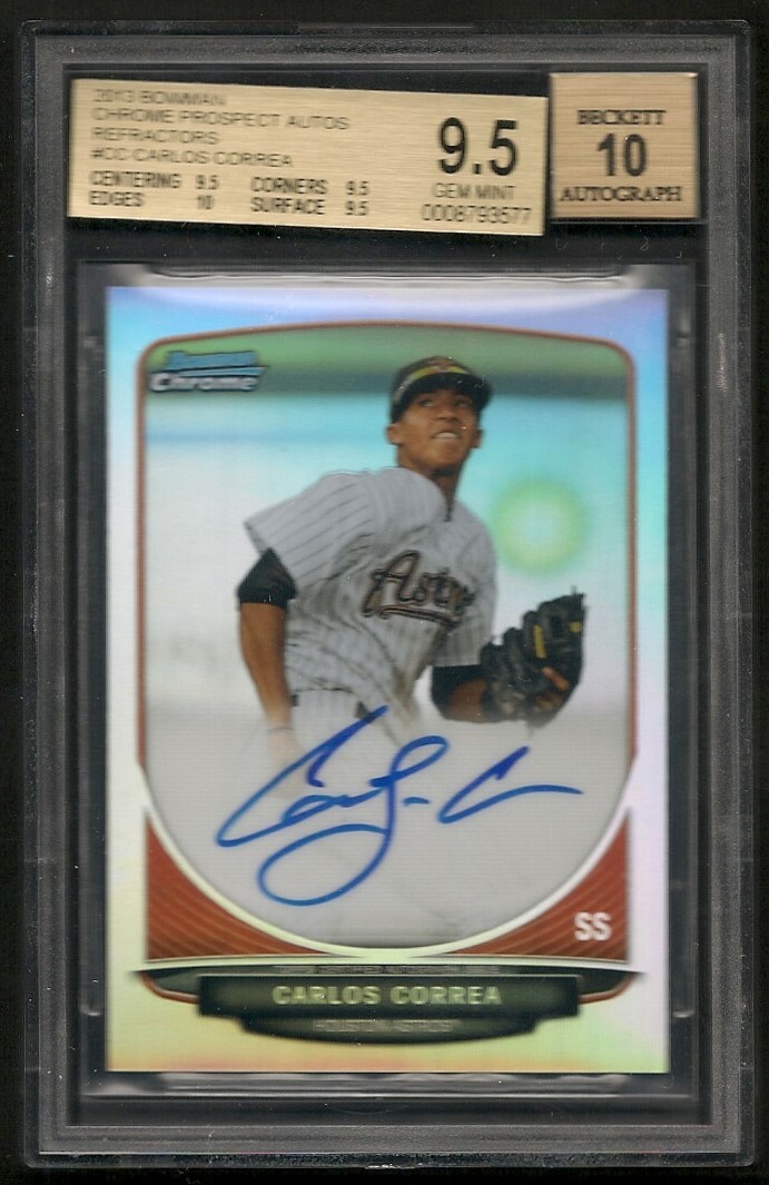 2013 Bowman Chrome Refractor AUTOGRAPH /500 #BCP-CC Carlos Correa BGS 9.5 Astros