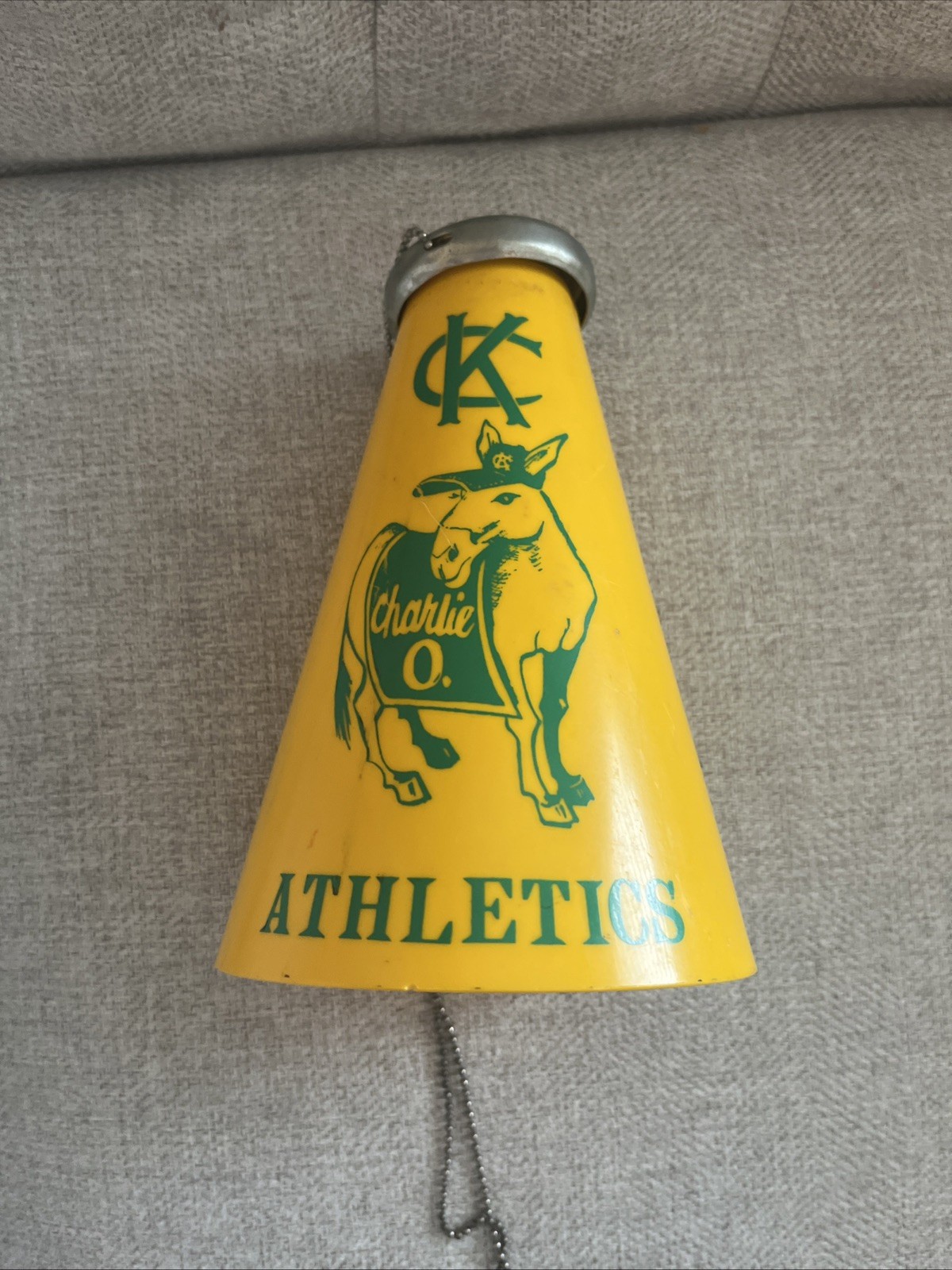 Vintage 1960’s MLB Kansas City Athletics “Charlie O” Mascot Megaphone – Yellow