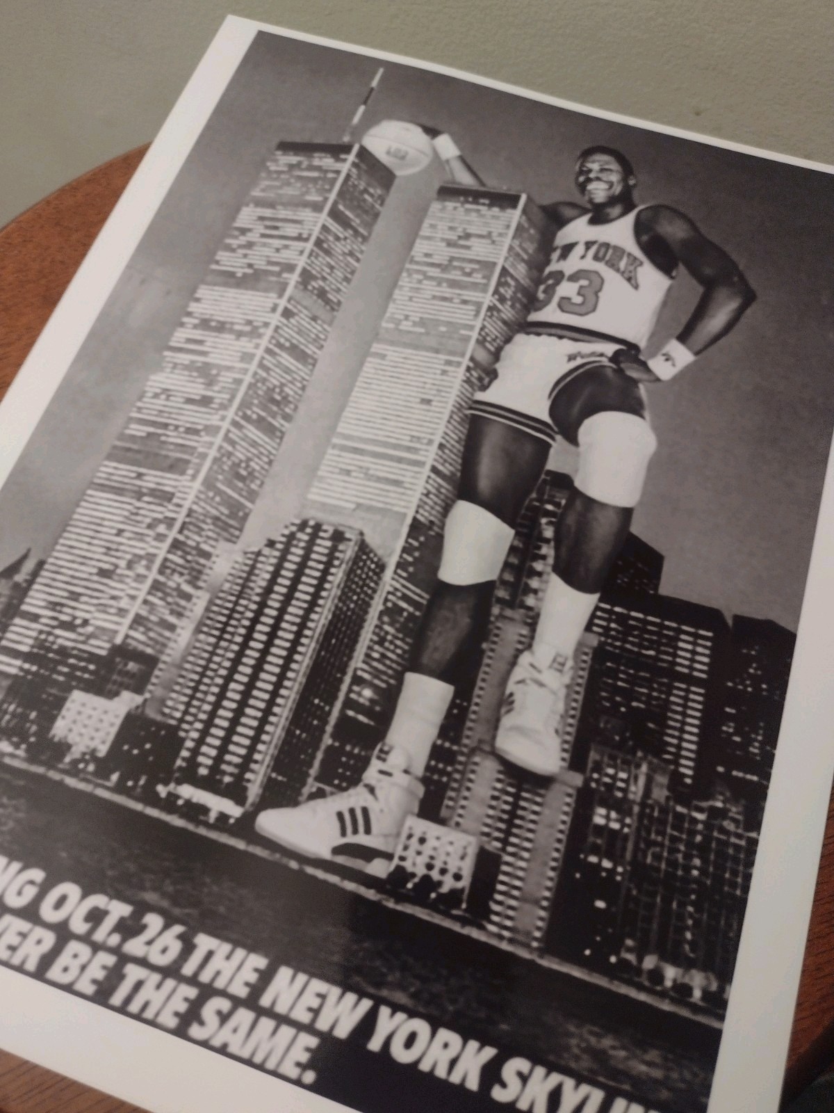 PATRICK EWING KNICKS ROOKIE OLD SCHOOL ULTRA GLOSSY 8.5×11 BASKETBALL B&W POSTER