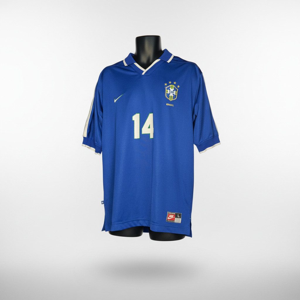 1997-1998 Brazil (CBF) AWAY Kit Soccer Jersey Football Shirt Nike L Authentic
