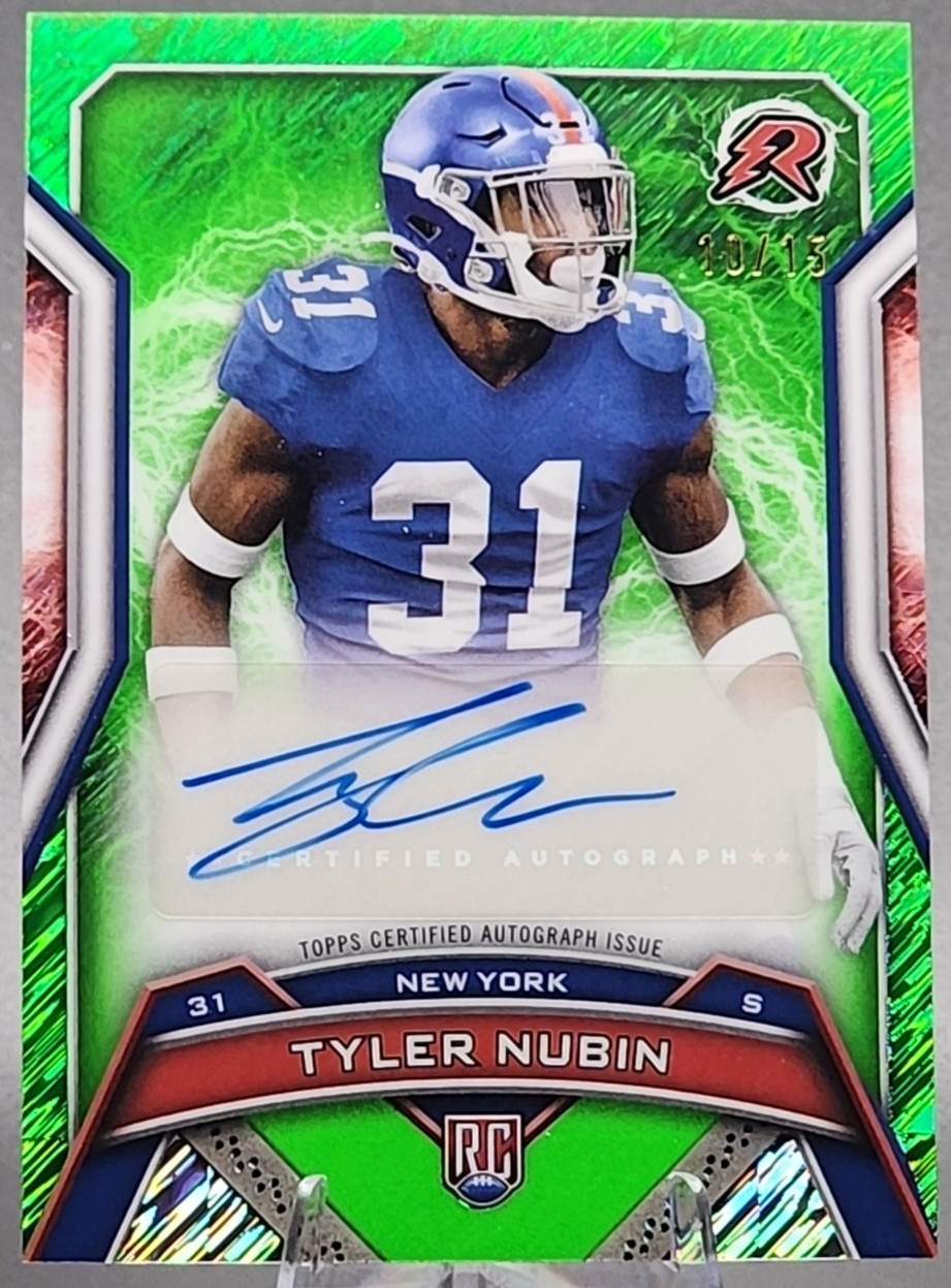 Tyler Nubin /15 2025 Topps Resurgence Rookie RC Auto Green Shimmer NY Giants SSP