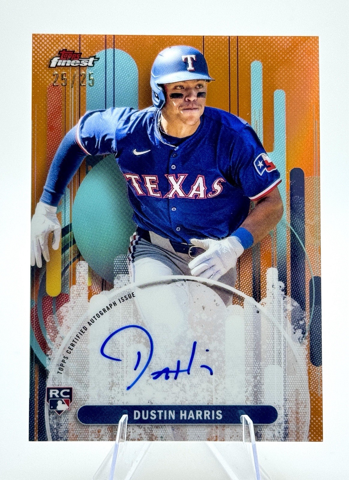 2025 Topps Finest Dustin Harris Finest Auto Orange #FA-DH (RC,AU) Texas Rangers