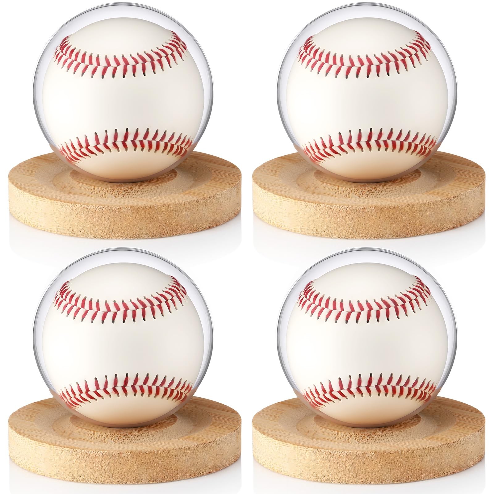 Tasdurian 4 Pack Baseball Display Cases with Wooden Base, Clear Plastic Ball …