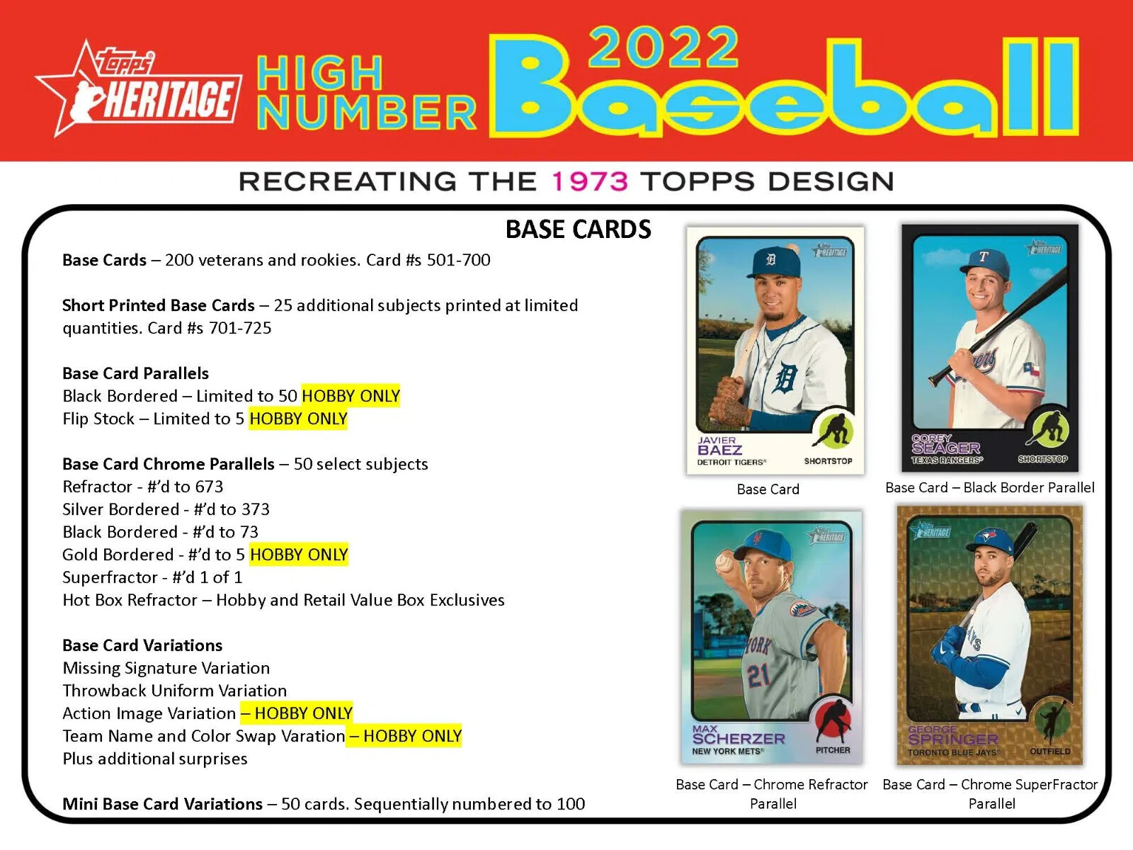 2022 Topps Heritage High Number – (200) Card Complete Base Set #501-700