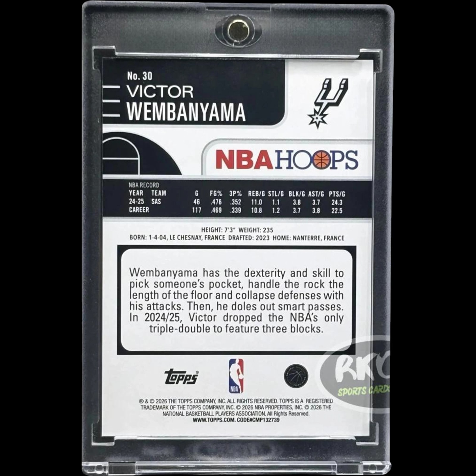 Victor Wembanyama RARE BLACK REFRACTOR INVESTMENT CARD TOPPS SPURS MINT