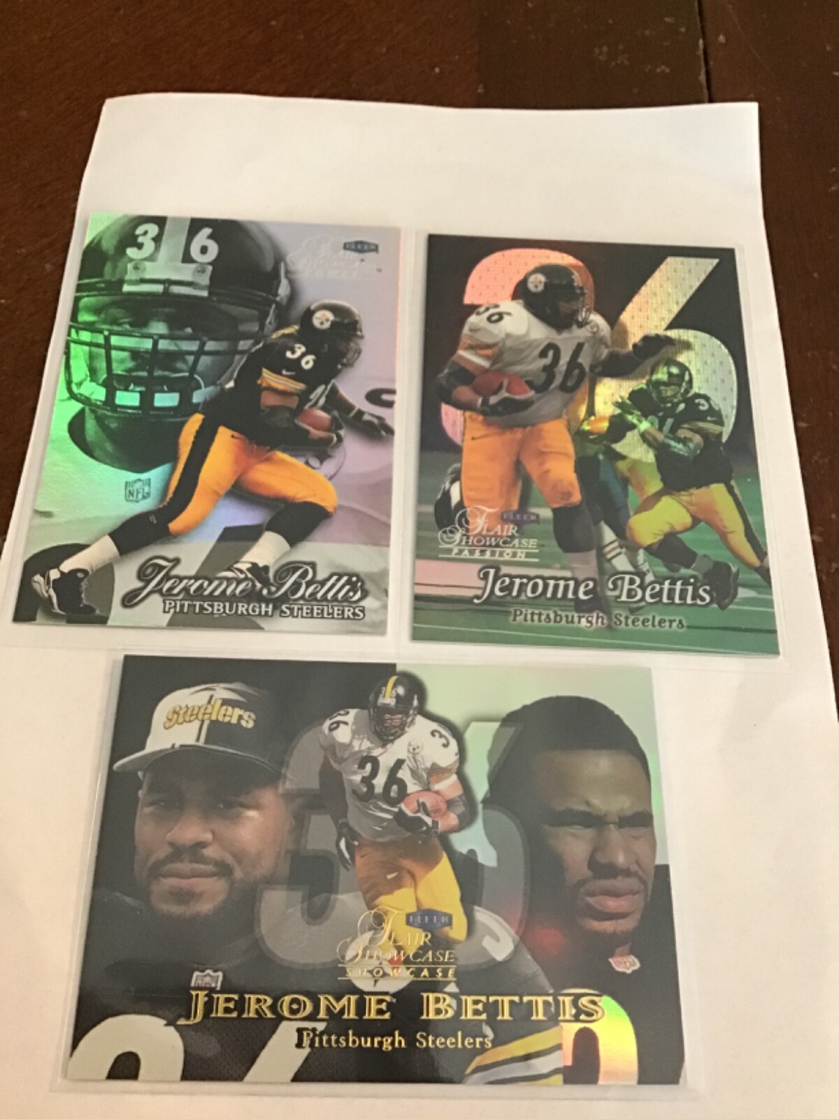 1998 FLAIR SHOWCASE JEROME BETTIS PITTSBURGH STEELERS ROW 1-2 & 3 Nice