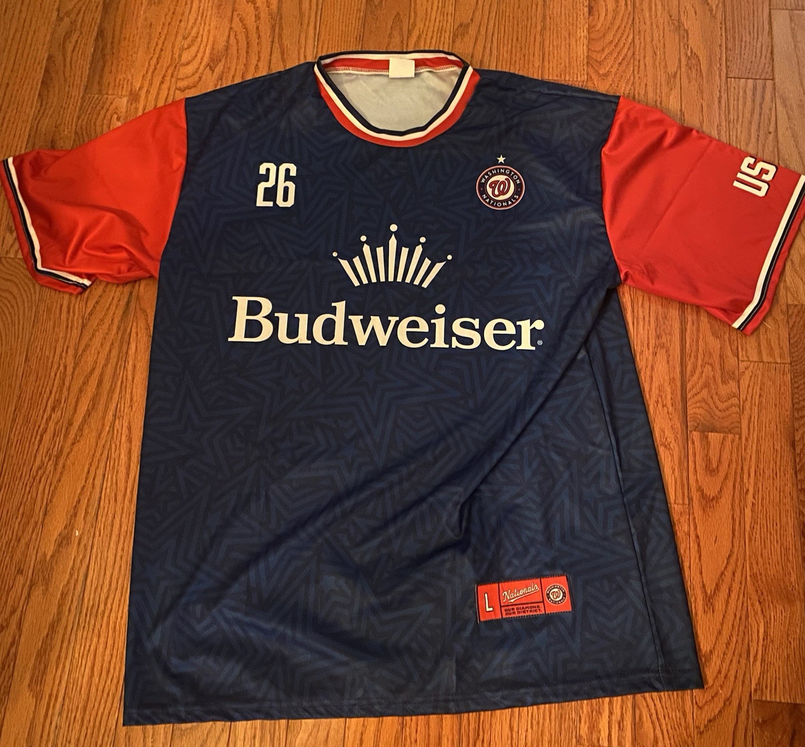2026 Washington Nationals Soccer Jersey Size Large SGA 6/25 MLB Budweiser New