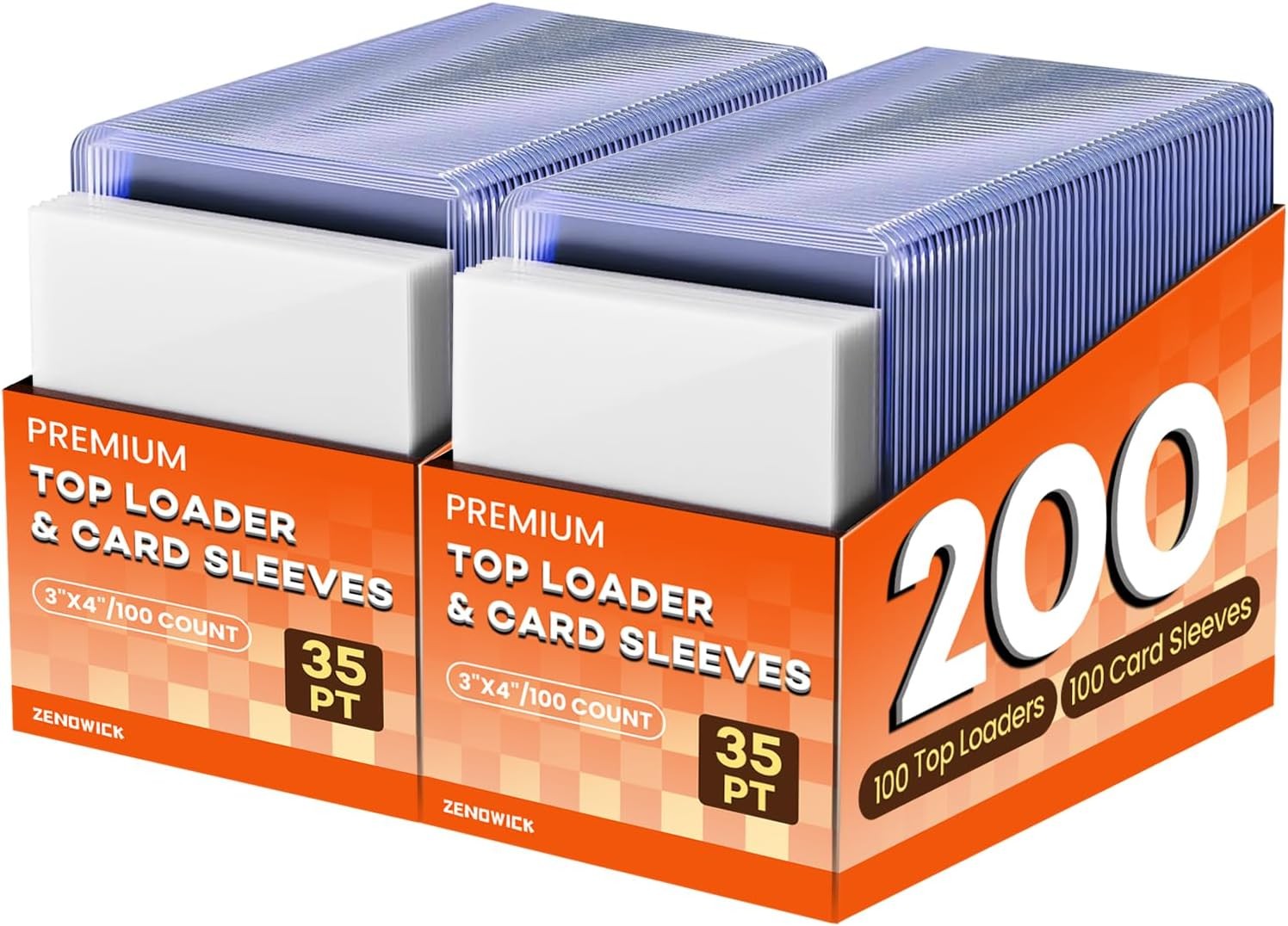 200 Card Sleeves Top Loaders for Cards, 3″ x 4″ Hard Plastic Toploaders, Basebal