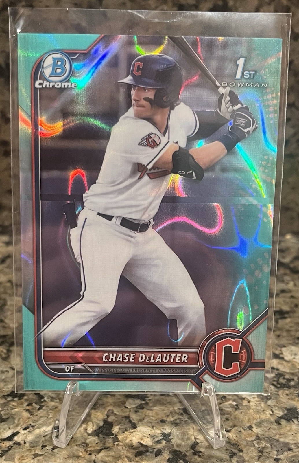 2022 Bowman Draft Chrome Chase DeLauter Aqua Lava Refractor /199 *READ* #BDC-49