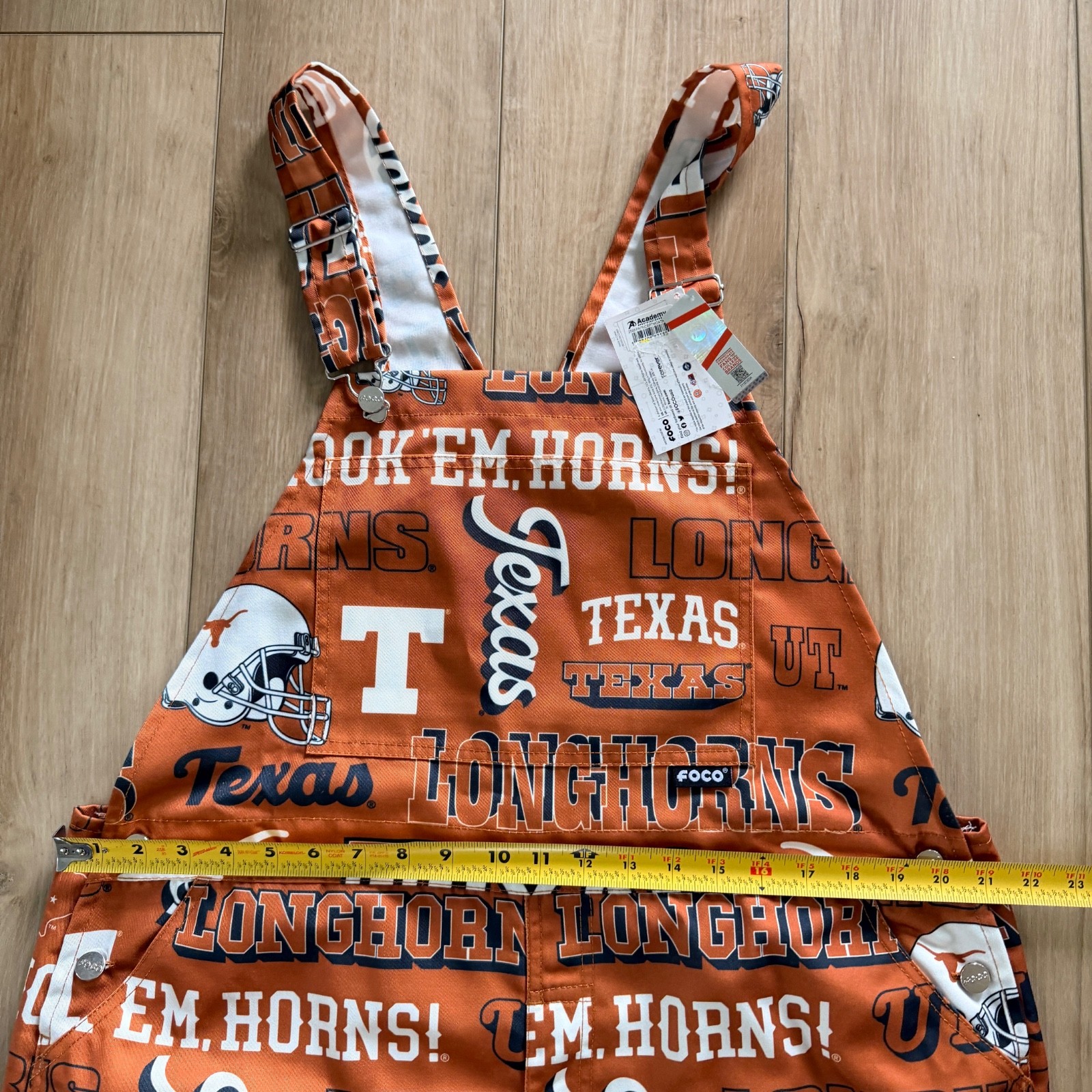 Texas Longhorns Men’s Large Overalls Bib Repeat All Over Print FOCO NCAA