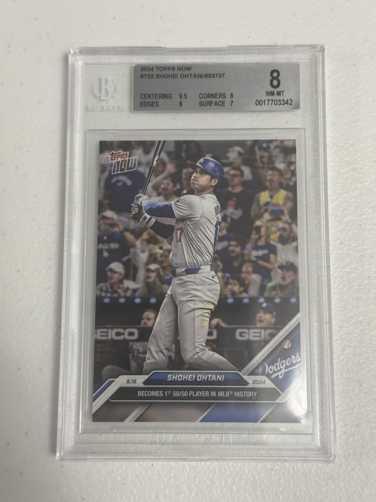 2024 Shohei Ohtani Topps Now #722 /653737 BGS Graded Nm-Mt 8