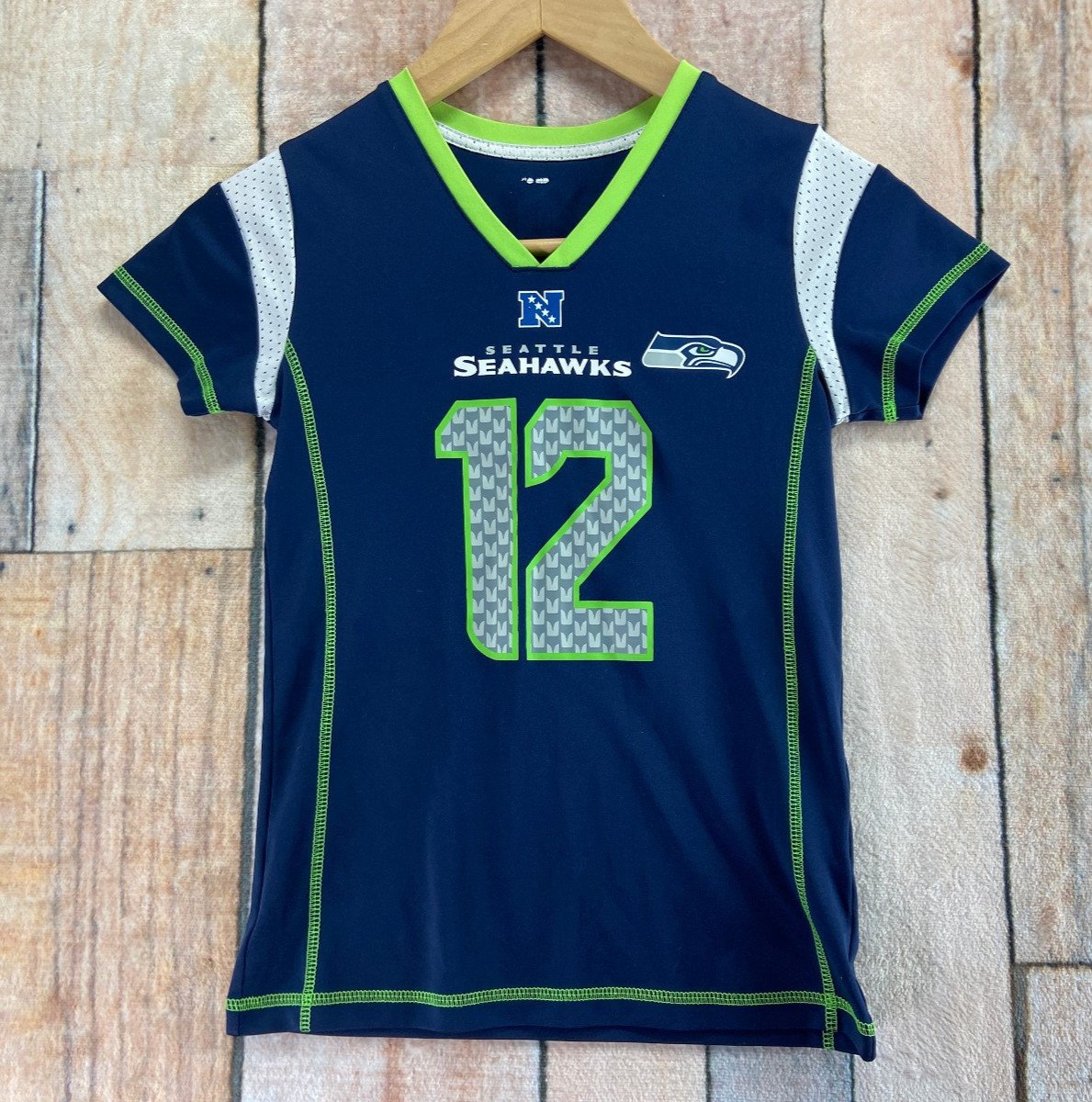 Seattle Seahawks Fan 12 Jersey Youth Kids Small 7/8 Blue NFL Short Sleeve Shirt