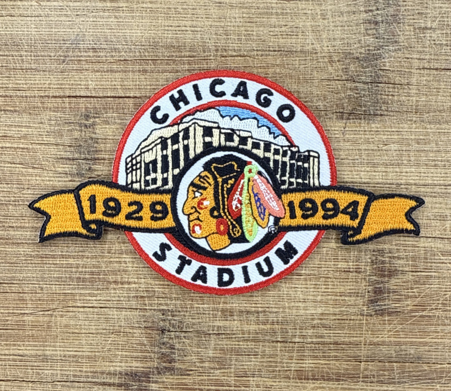 Chicago Stadium Blackhawks 1929 1994x3in Embroidered Patch Commemorative