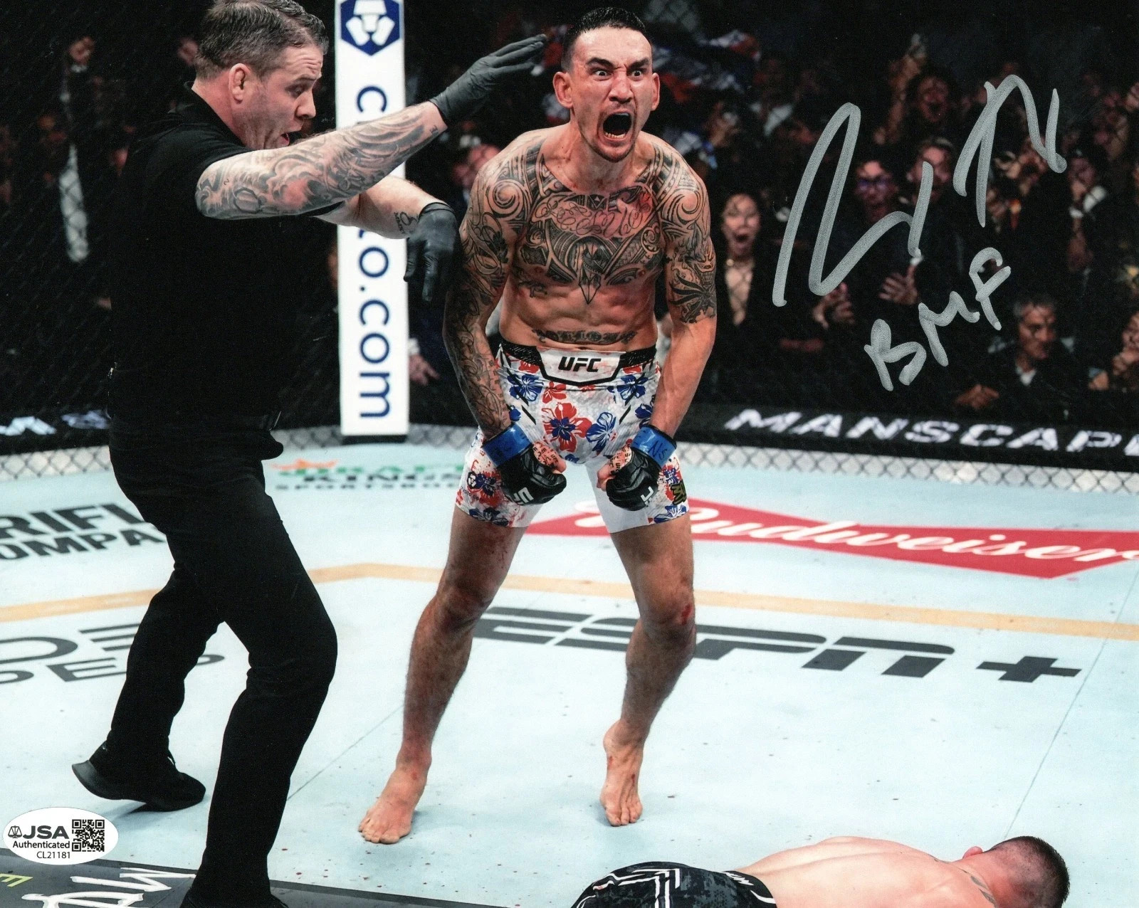 Max Holloway autographed signed inscribed 8×10 photo UFC 300 JSA Justin Gaethje
