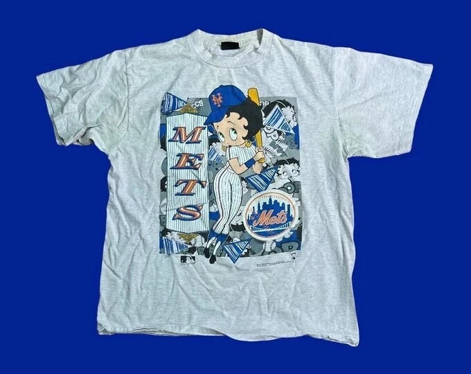 New York Mets Betty Boop Graphic Ash T shirt AN68640