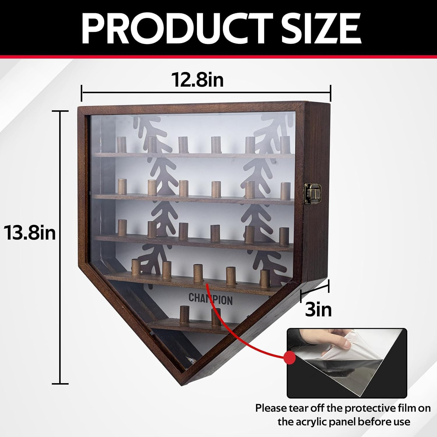 Championship Ring Display Case Display 25Pcs Rings,Baseball Ring Display Case