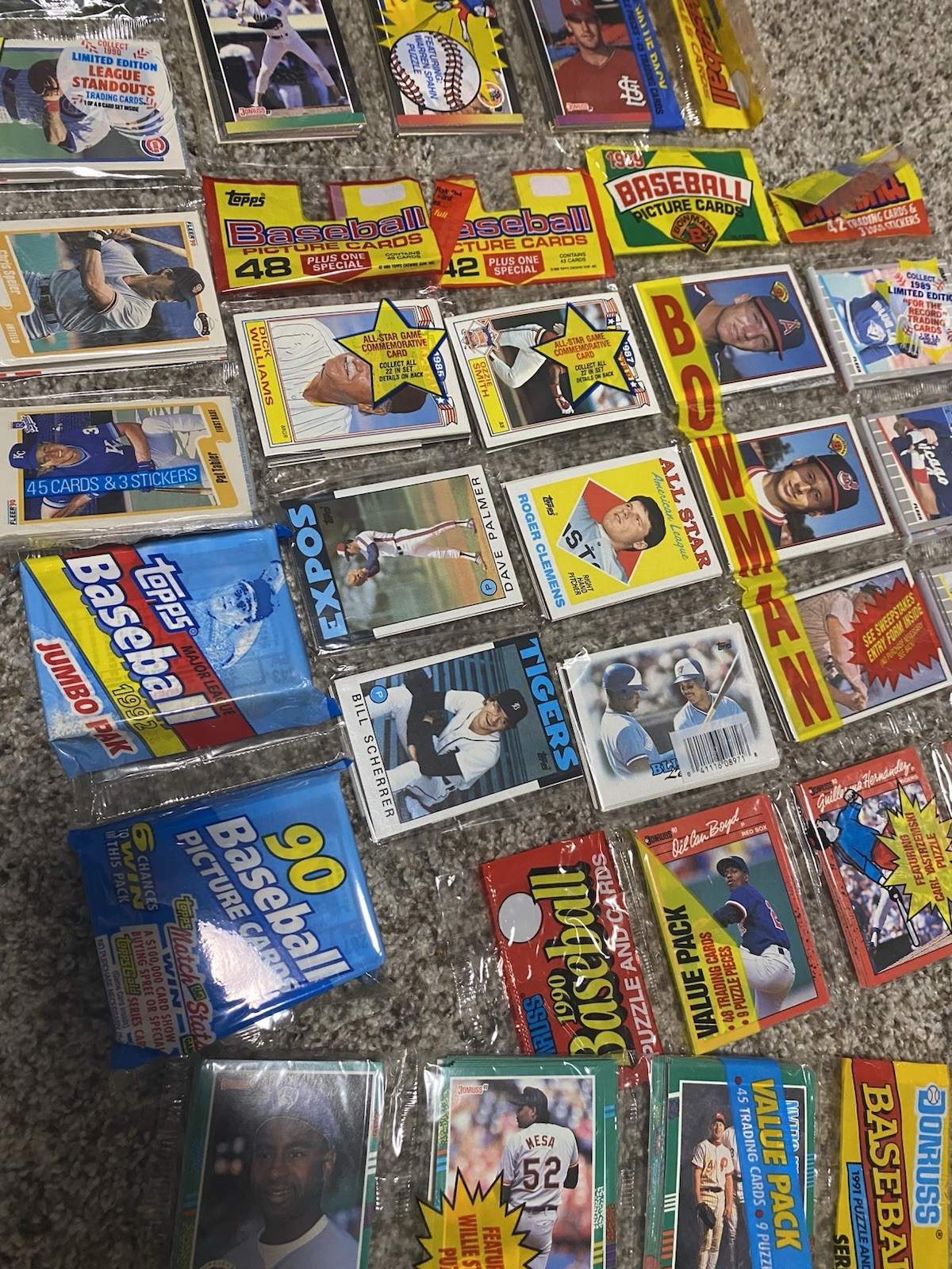 180 Baseball Cards In Vintage Rack Packs – FREE SHIPPING!
