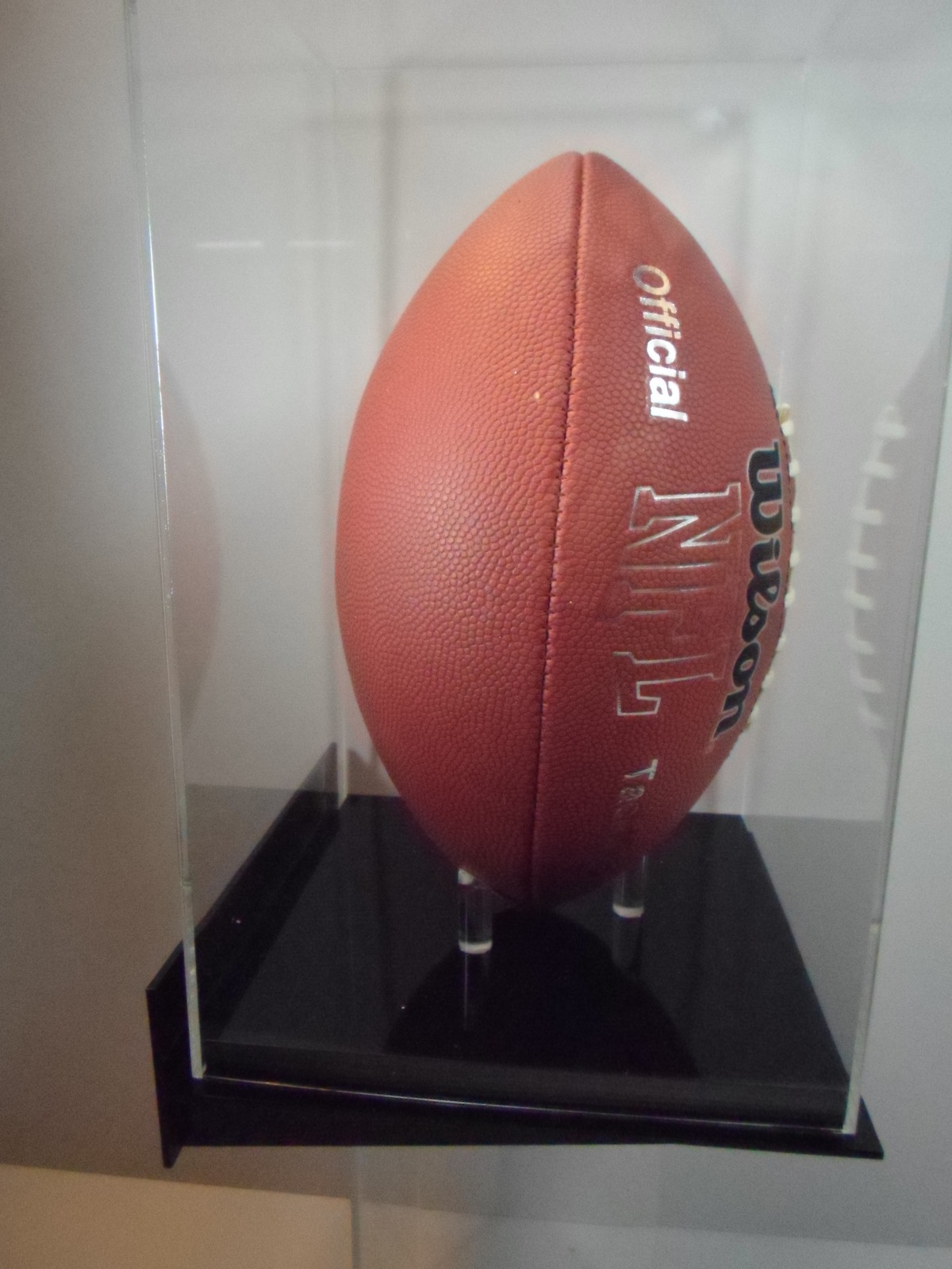 Football display case vertical wall mount full size 85% UV acrylic NFL NCAA