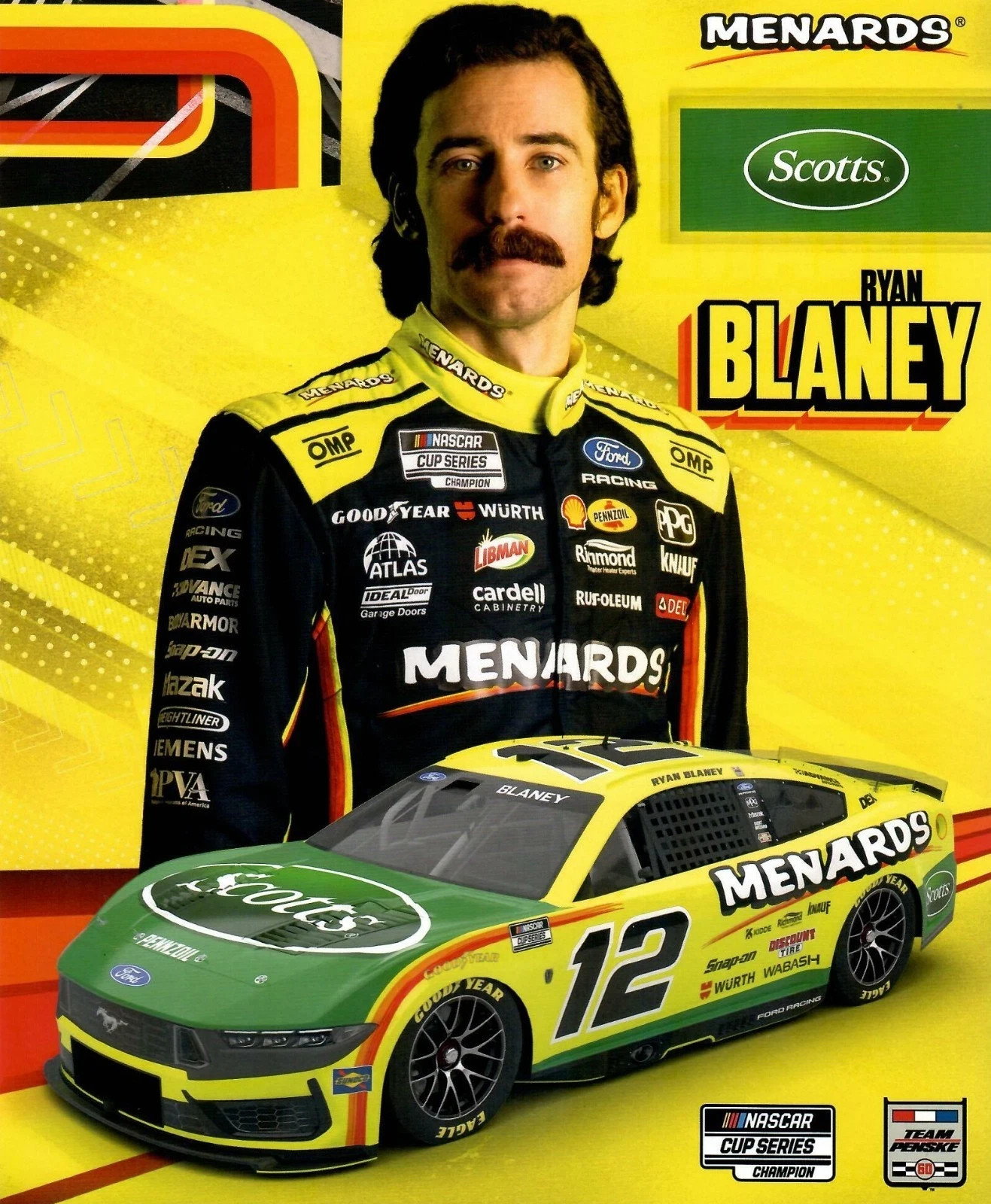 2026 RYAN BLANEY “SCOTTS / MENARDS” #12 NASCAR CUP SERIES POSTCARD