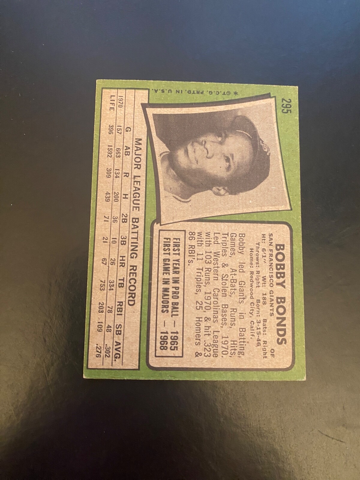 1971 TOPPS BASEBALL #295 BOBBY BONDS!! $1 SHIPPING!!