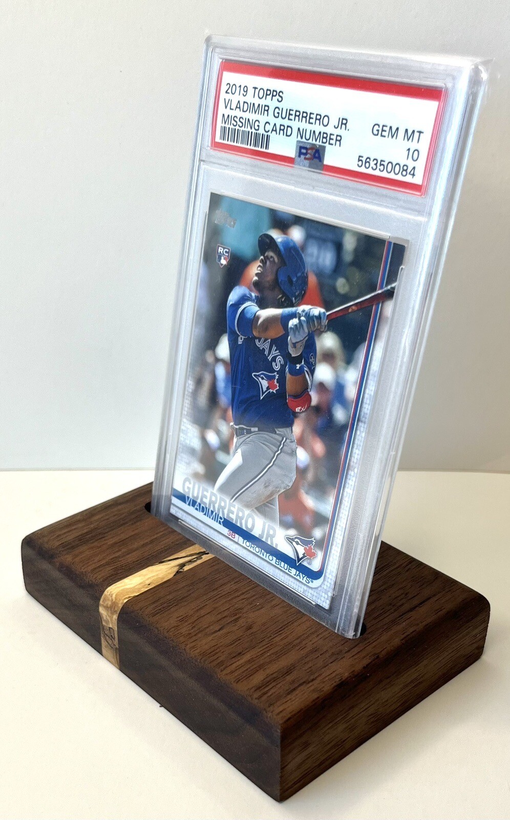 PSA Graded Trading Card Display Stand Butcher Block Stand Walnut & Maple