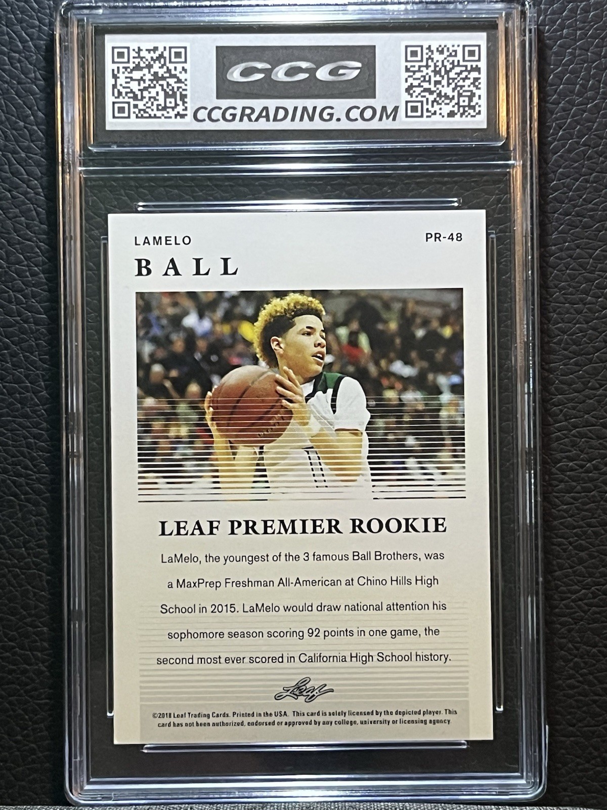 Lamelo Ball – 2018 Leaf Premier Rookie -Gem 10 All American Chino Hills/ Hornets