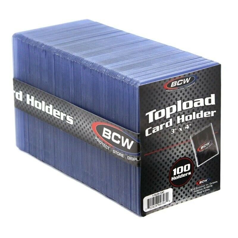 100 Standard 3×4 BCW Topload – Card Holder / Toploader NEW! – FREE SHIPPING QTY