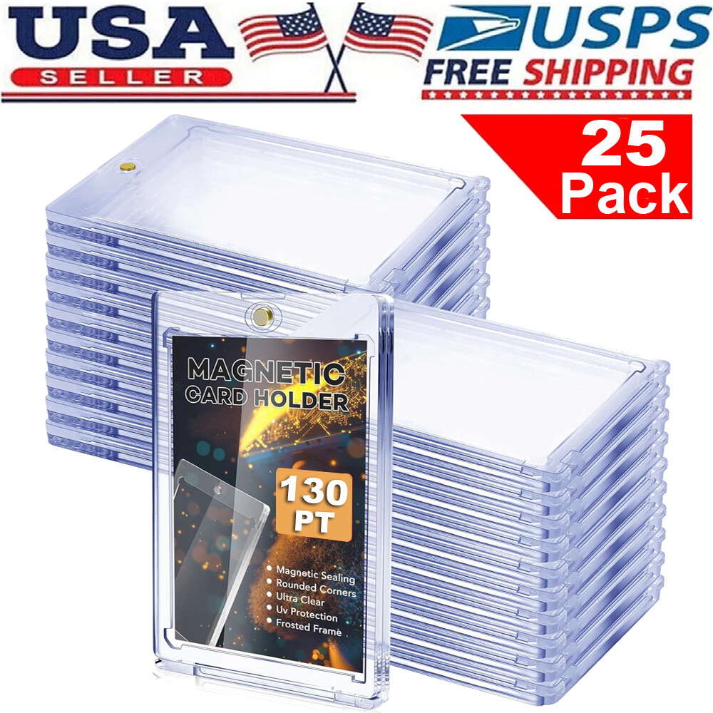 25Pcs Magnetic Trading Sport Card Holder 130PT UV Protection One-Touch Card Case