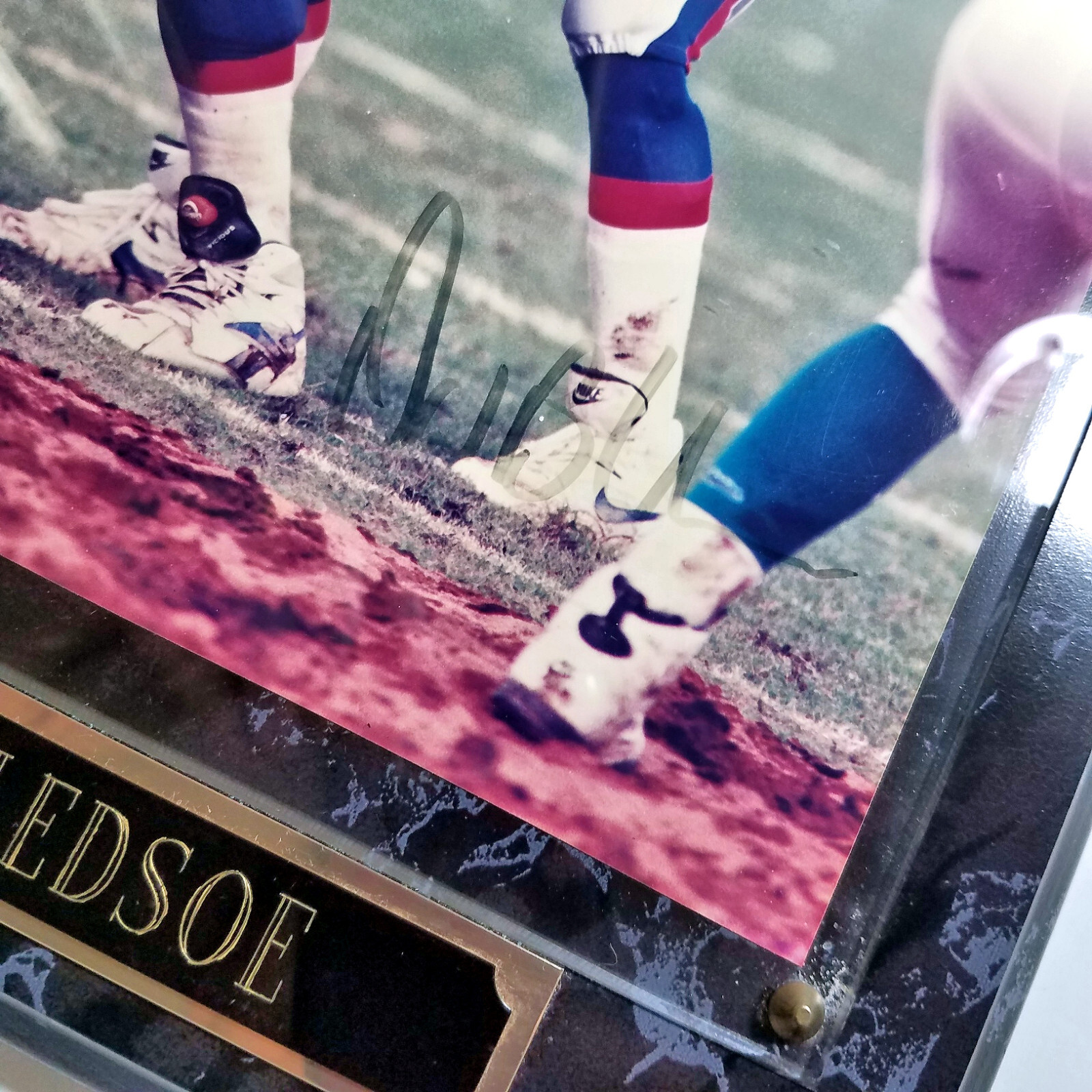 DREW BLEDSOE Patriots Autographed 8×10 Signed Photo in 12.5″ x 10.5″ Plaque