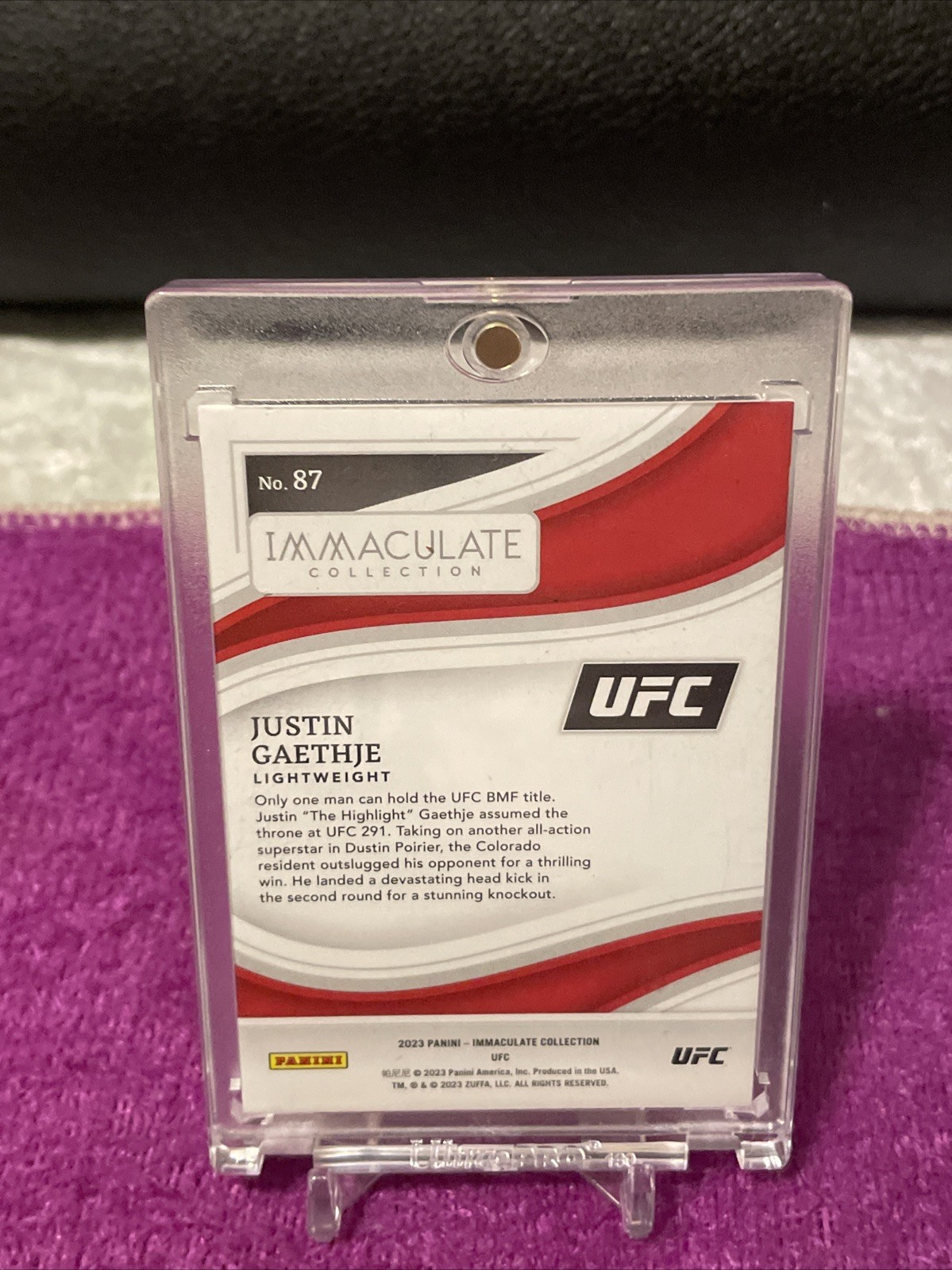 2023 PANINI IMMACULATE COLLECTION UFC JUSTIN GAETHJE #87 GOLD PARALLEL SSP# 9/10