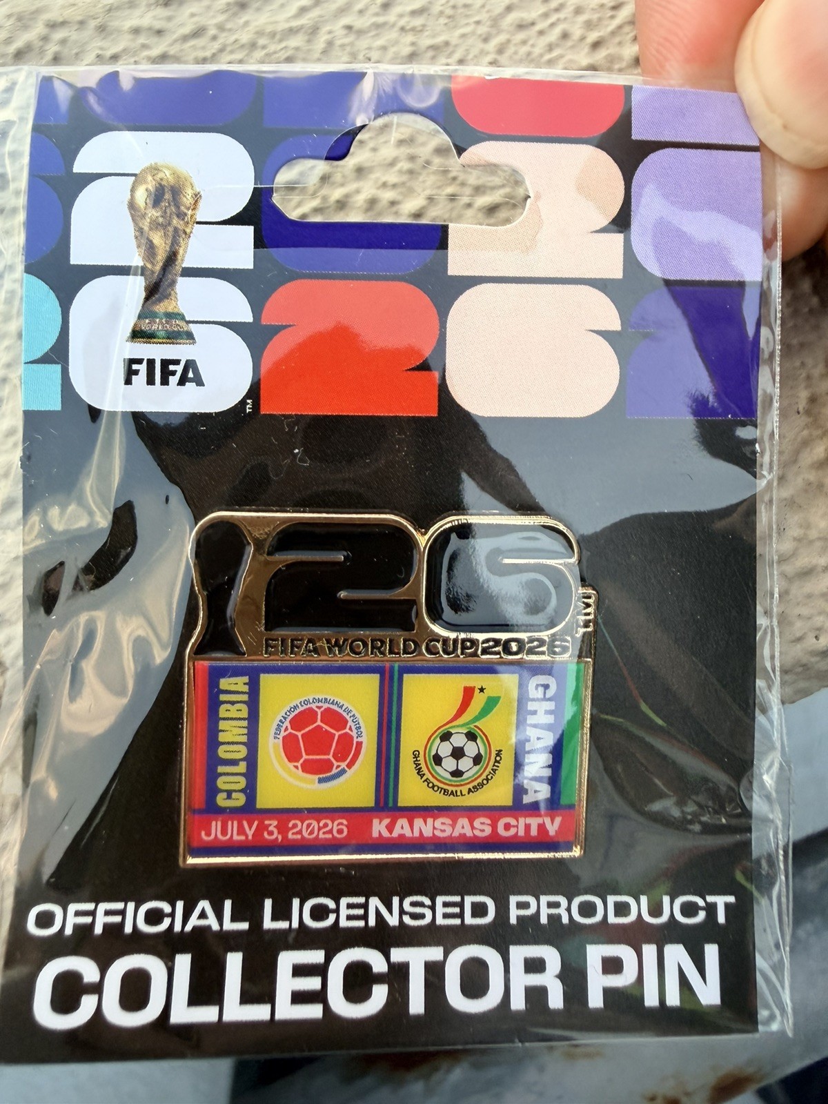 FIFA World Cup 2026 Official Licensed Pin R32 Colombia vs Ghana Kansas City 7/3