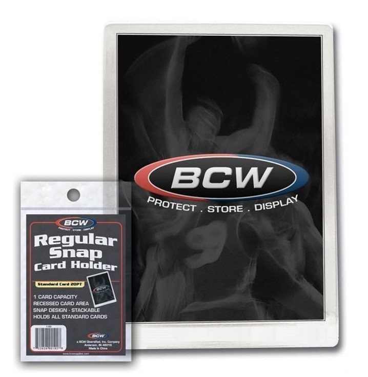 (5 Pack) BCW Regular Snap Card Holder – Standard Cards with Recessed Card Area