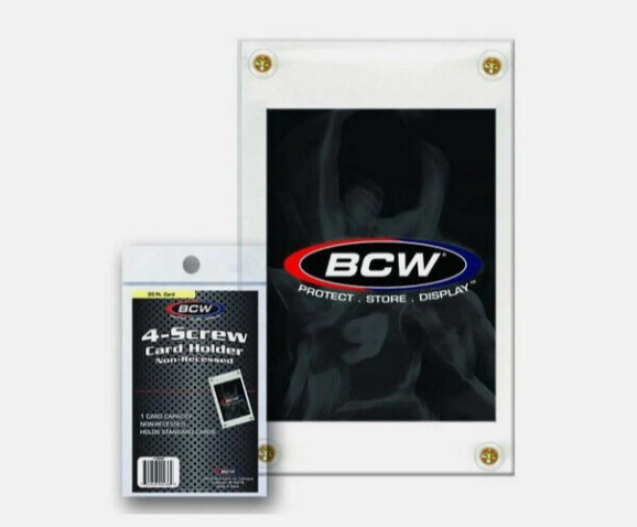 New (Lot of 5) BCW 4-Screw Non-Recessed Screwdown Card Holders, 20 Pt.