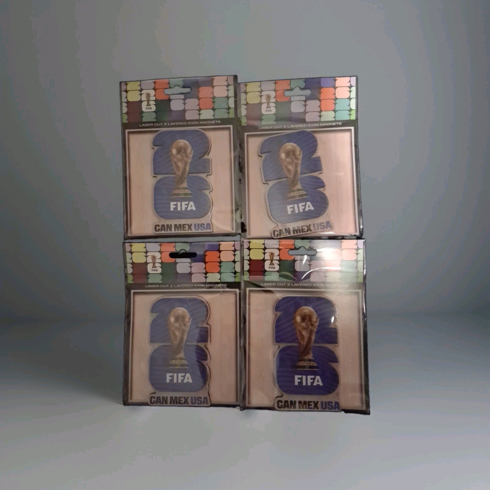 Official FIFA World Cup 2026 Magnet Laser Cut 2-Layered Icon CAN MEX USA Lot 4
