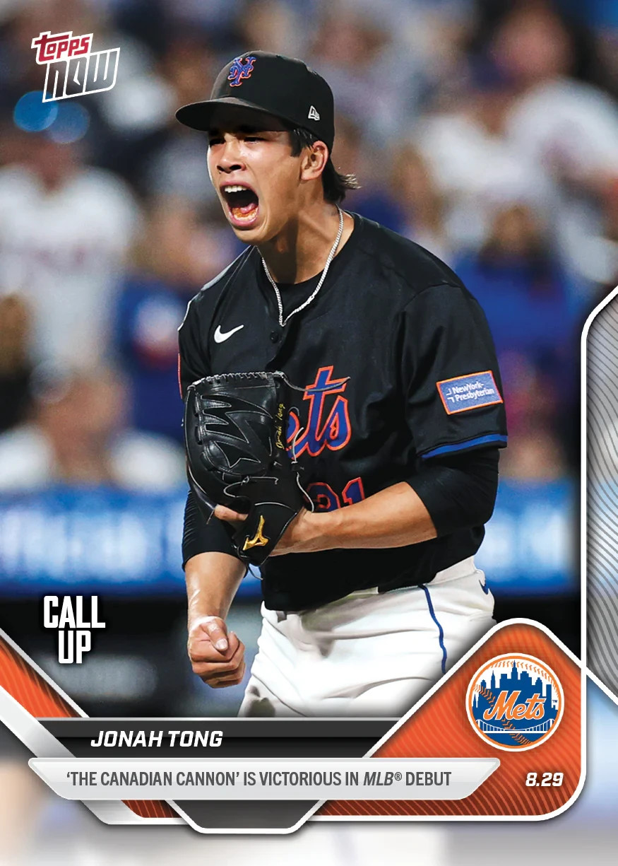 Jonah Tong 2025 MLB Topps NOW Card 628 NY Mets