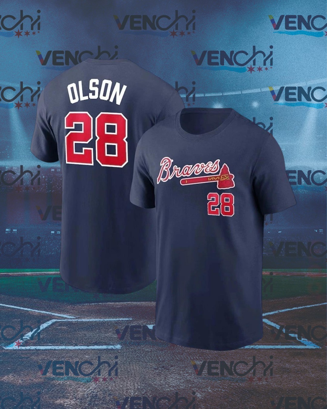 Matt Olson #28 Atlanta Braves Team Name & Number Player SHIRT UNISEX