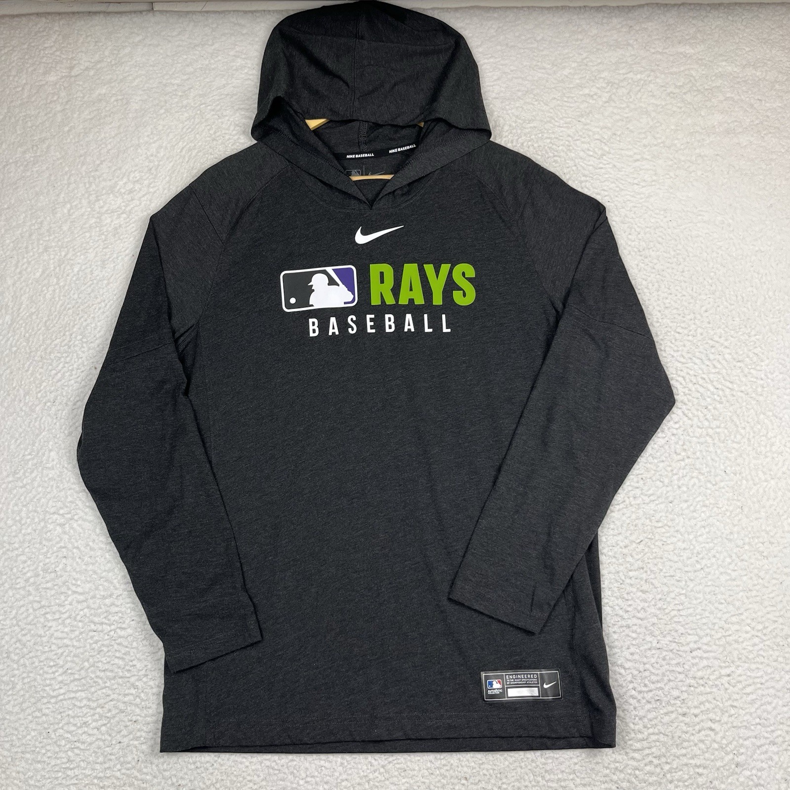 Nike Tampa Bay Rays Hoodie Grey Men Medium Lightweight Pullover MLB Authentic