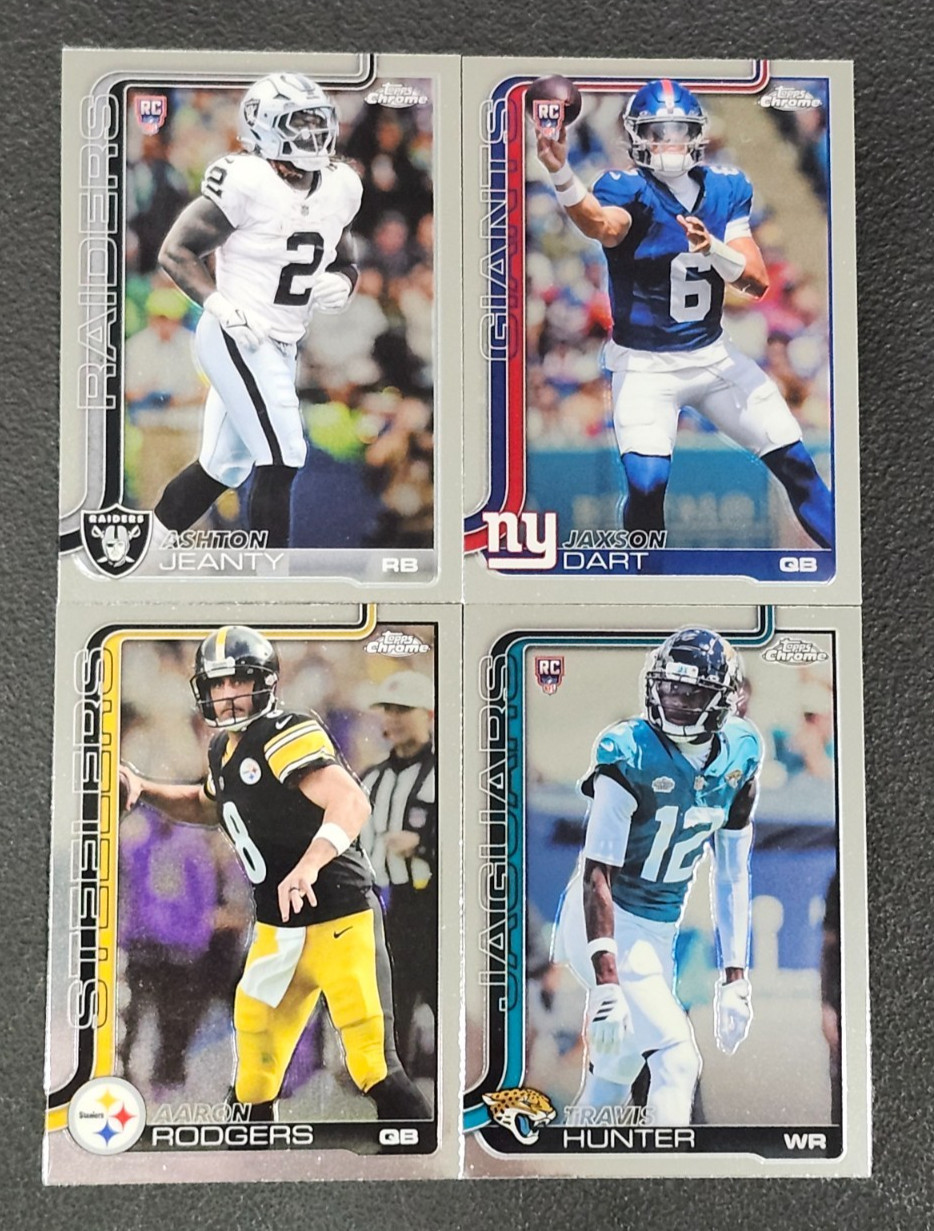 2025 Topps Chrome Football BASE 251-400 with Rookies You Pick – 2 Card Minimum