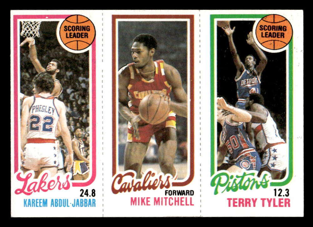 1980 TOPPS KAREEM ABDUL-JABBAR/MITCHELL/TYLER #132/#56/#81 EX-MT X8844