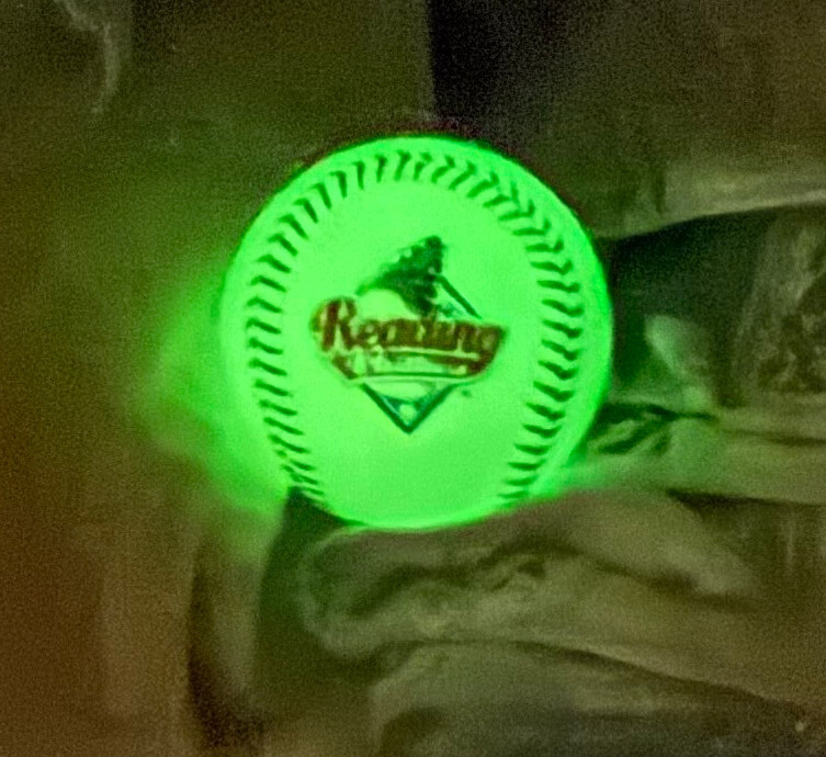 Reading Phillies Glow-In-The-Dark Baseball w/MINT Rolen & Schmidt Cards