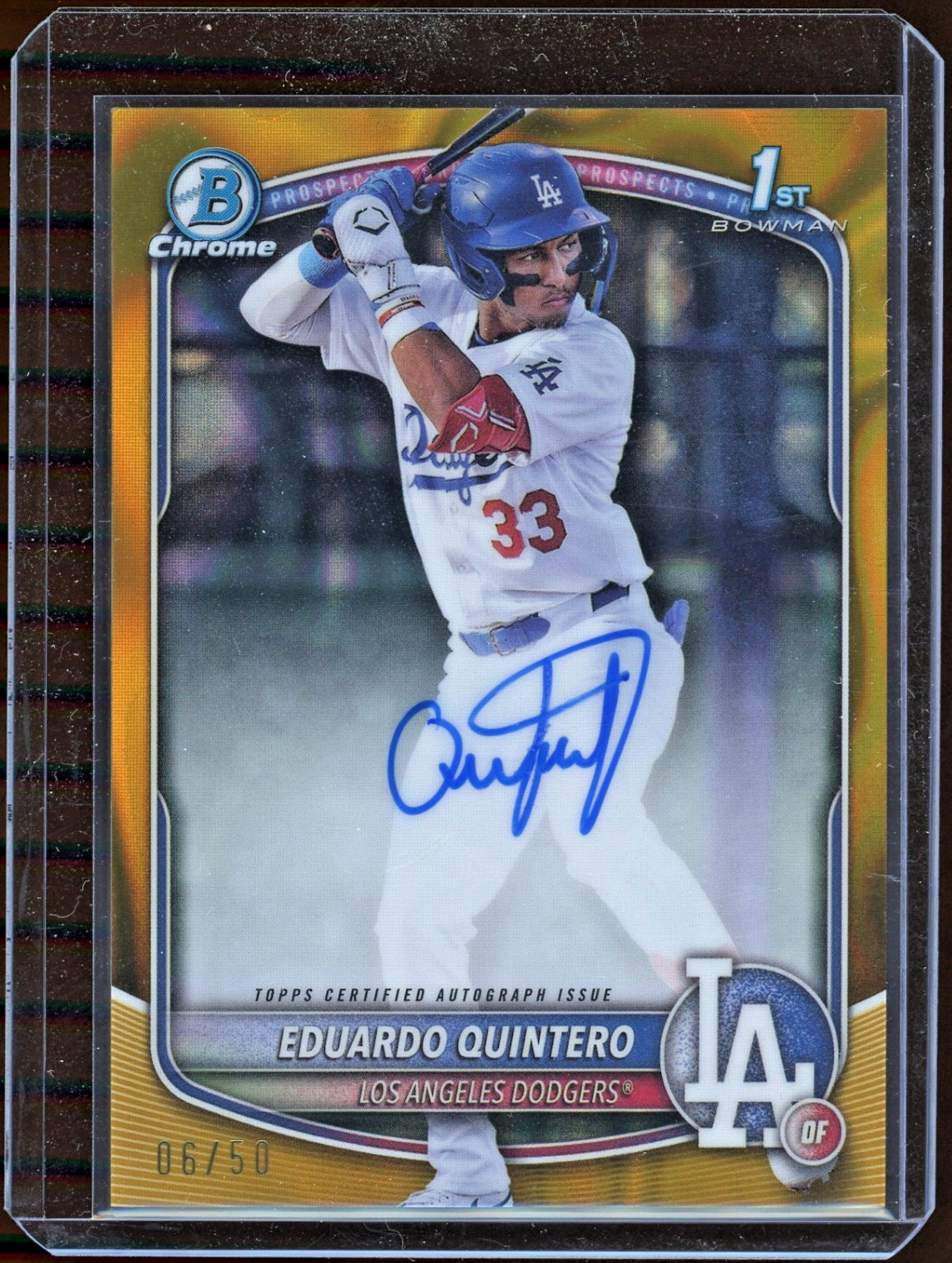 2025 Bowman Chrome Eduardo Quintero 1st Gold Lava /50 Refractor Auto Dodgers