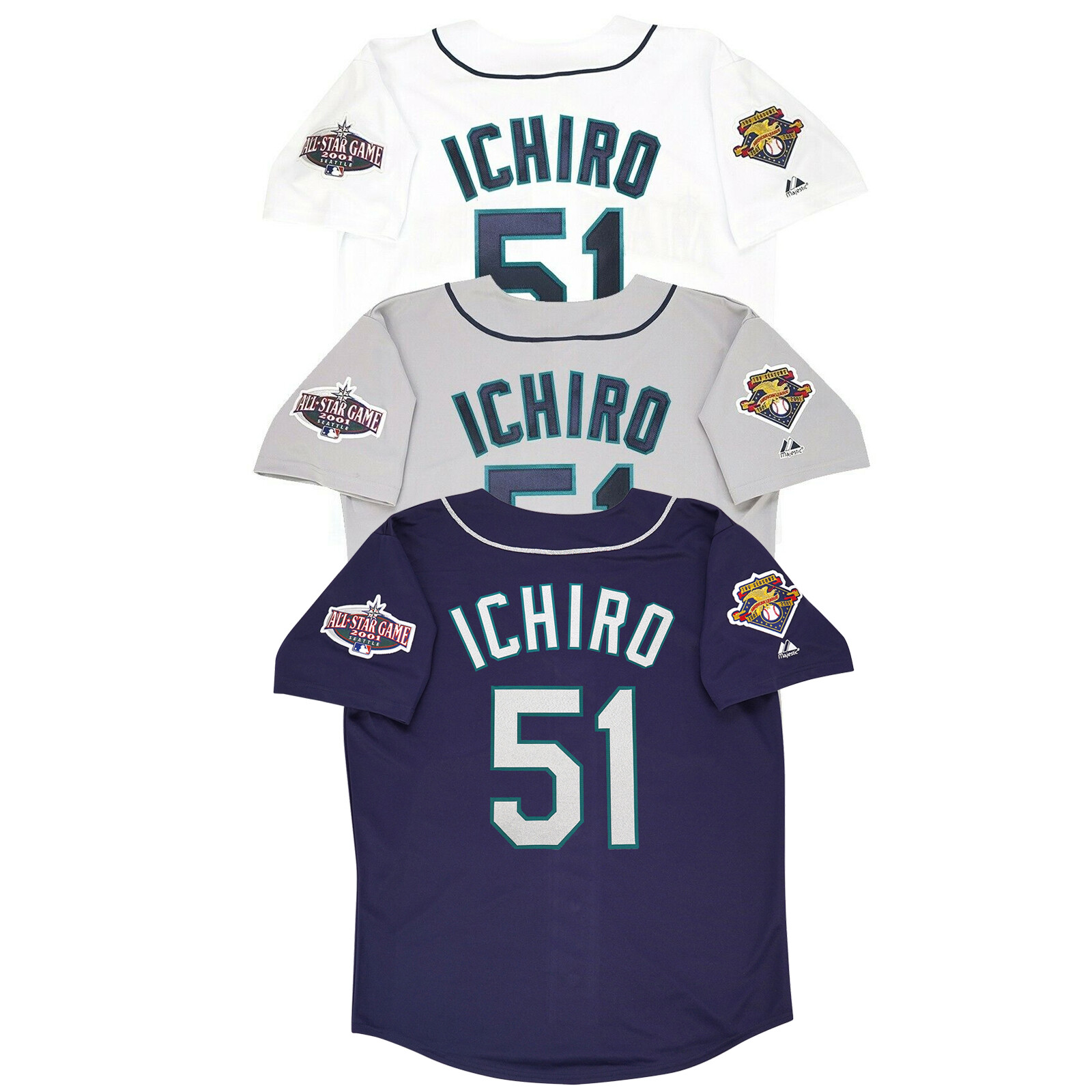 Ichiro Suzuki 2001 Seattle Mariners Home Road Alt Men’s Jersey w/ All Star Patch