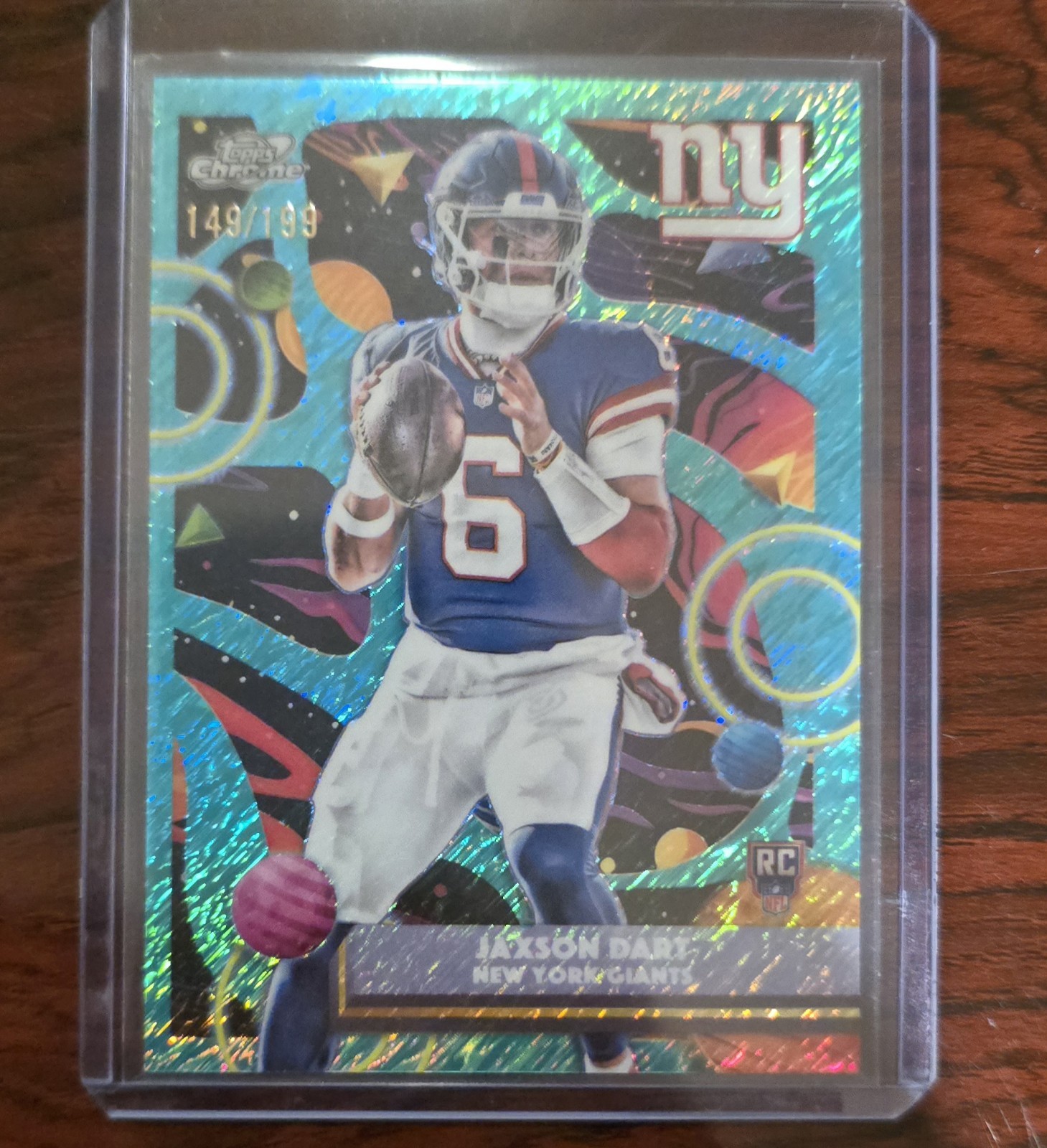 Jaxson Dart /199 RC 2025 Topps Cosmic Chrome Aqua Refractor Rookie Giants