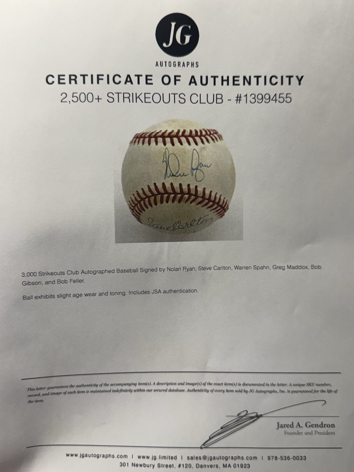 2500 strikeout club signed baseball