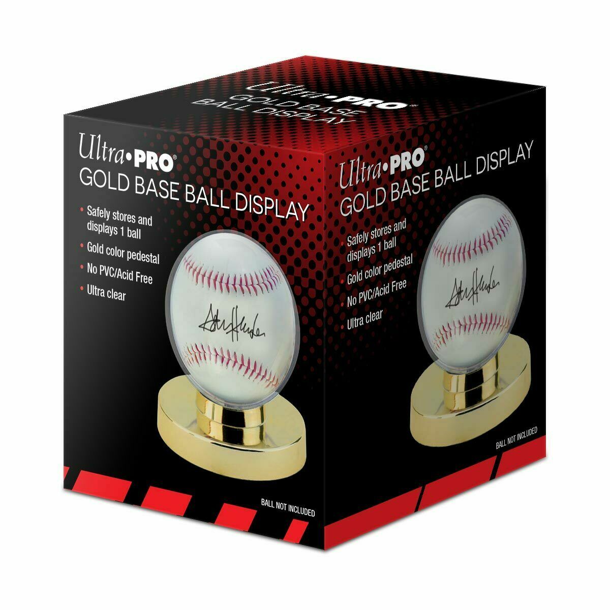 ULTRA PRO BASEBALL BALL HOLDER -gold base! ULTRA CLEAR PERFECT FIT!! NEW