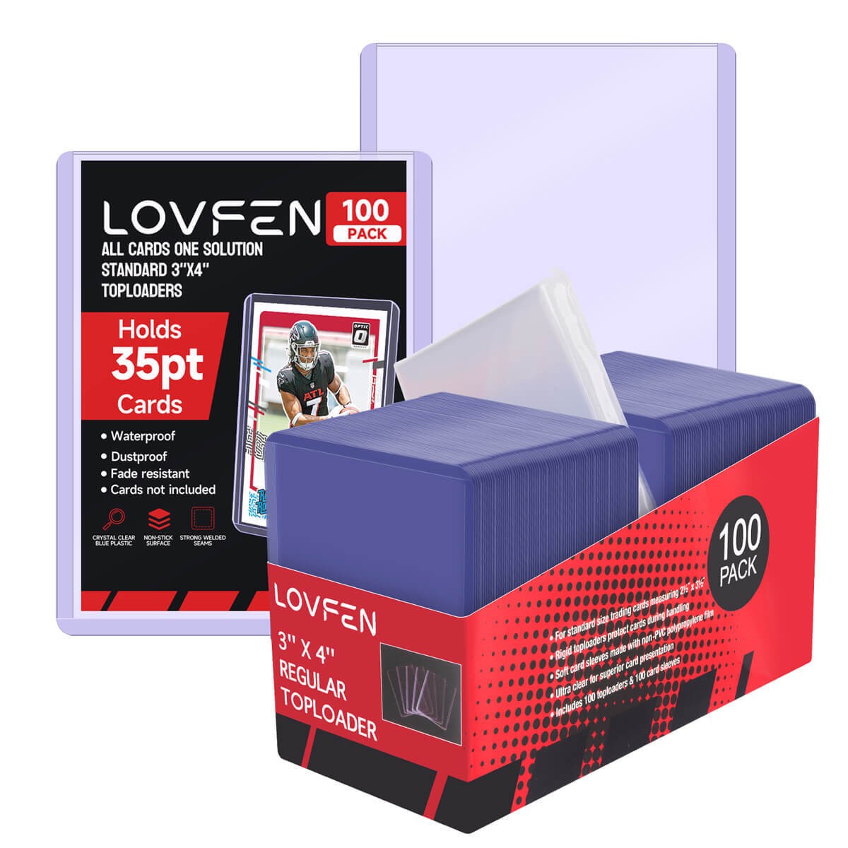 2000ct 3×4 Toploaders & 2000 Sleeves For 35pt Pokémon Trading Cards (20*100Pack)