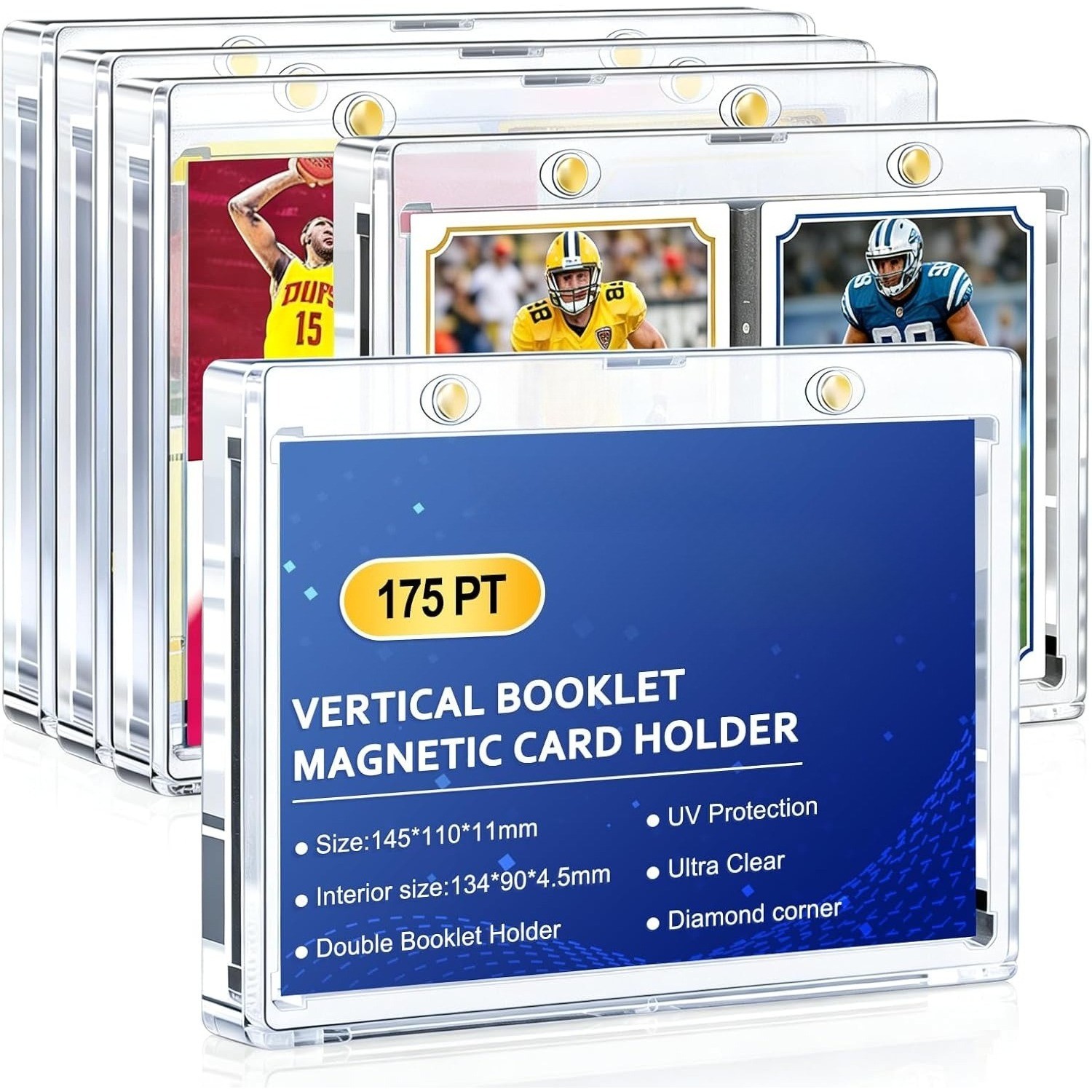 175pt Magnetic Vertical Double Booklet Card Holder One Touch Acrylic Card Case