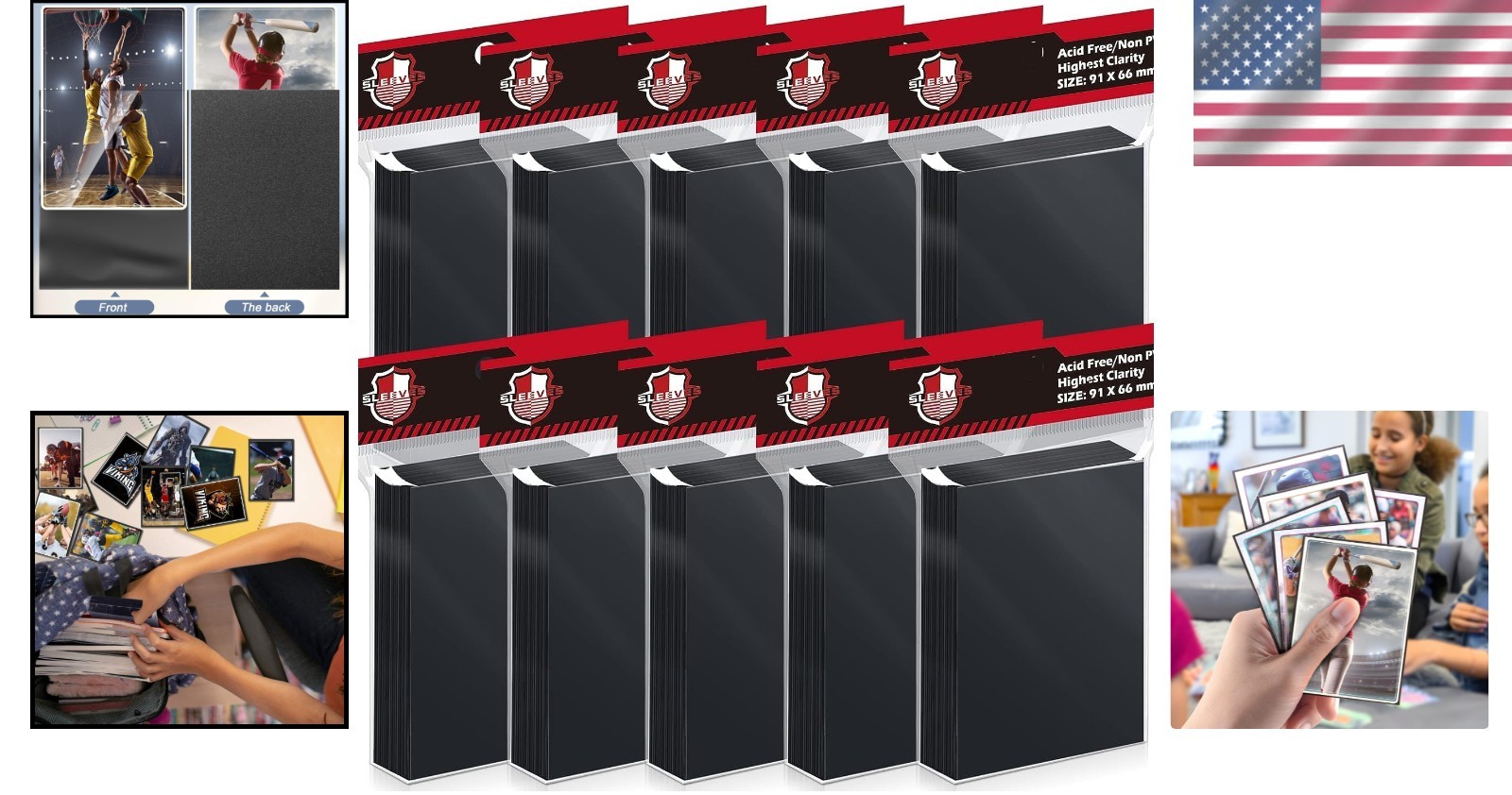 1000 Pcs Matte Black Card Sleeves for Trading Cards
