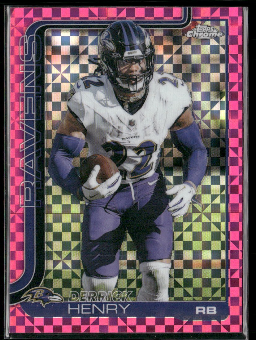 2025 Topps Chrome #25 Derrick Henry Hot Pink X-Fractor