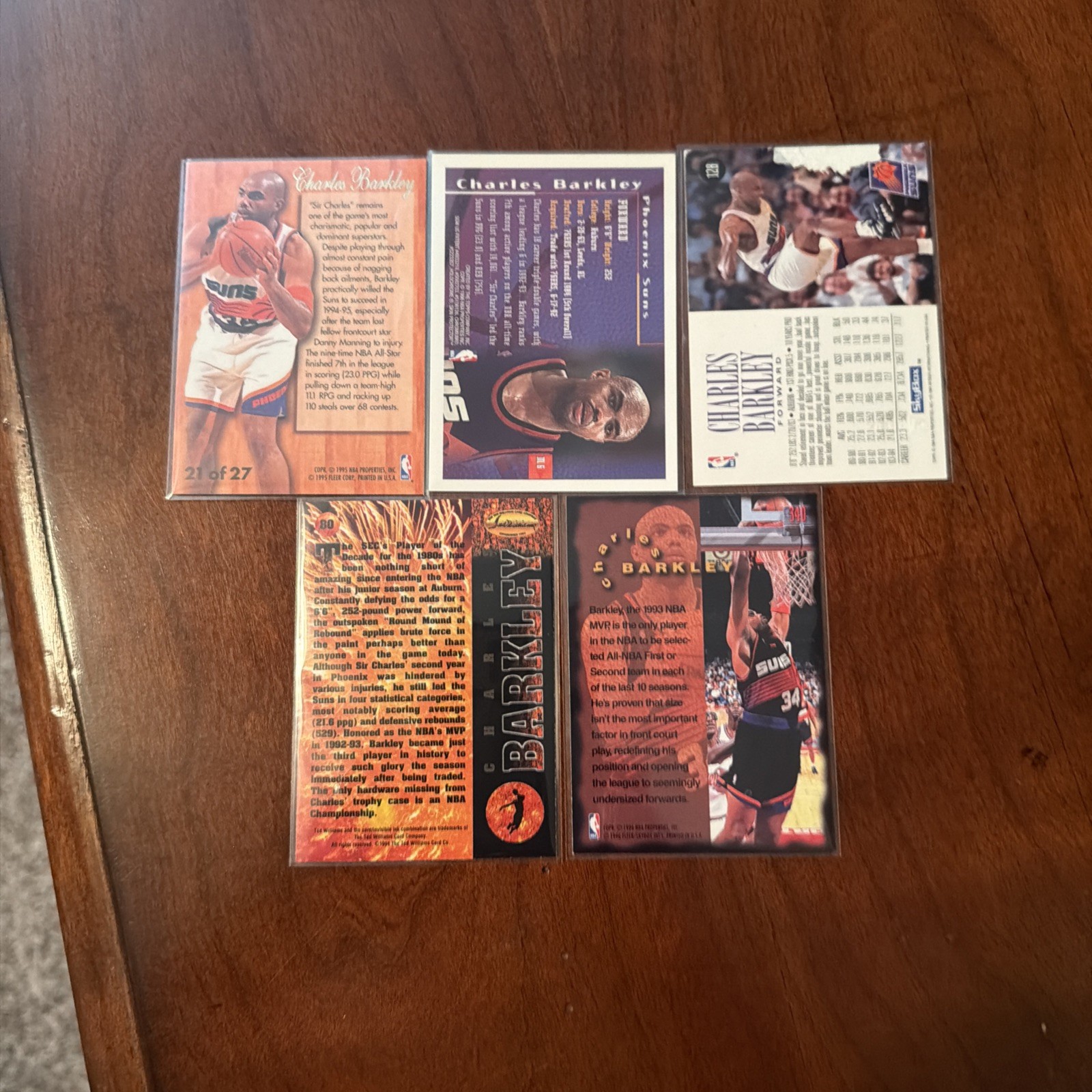 5 Charles Barkley Insert And Base Cards.